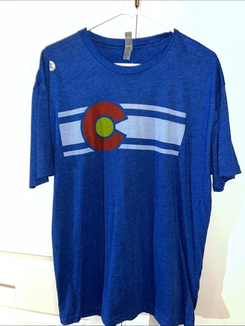 New men’s Colorado State logo Soft Blue T shirt XL avalanche Avs friendly